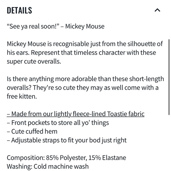 MICKEY MOUSE PINK OVERALLS SHORT NWT BLACKMILK BM SIZE SMALL DISNEY MICKEY MOUSE - Picture 3 of 12